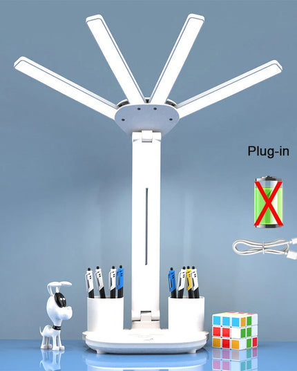 Rechargeable Table Lamp for Study, Desk Lamp Reading Light Led Table Light with Fan, Led Clock Dispaly Reading Lamp