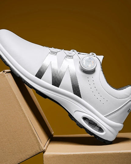 Golf Shoes Air Cushion Men Sports Running Driving Shoes Breathable Lightweight Comfortable Athletic Nonskid Rotating Sneakers