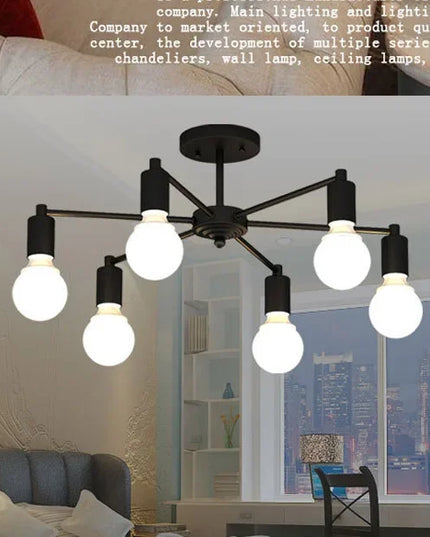 Modern Chandelier  Industrial  Living Room Black E27 Hotel Hall Home Decor Parlor Retro Simple Household Art Pendant Lights