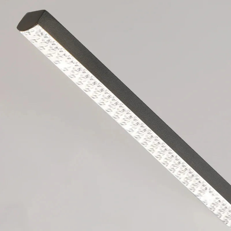 Modern LED Chandelier Featuring Minimalist Linear Panel Design 80/100cm Textured Pendant Light For Dining Rooms Bedrooms  Studie