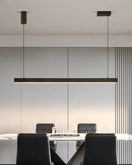 Modern LED linear chandelier for dining room office white bar pendant lights kitchen island lighting black minimalist lamp