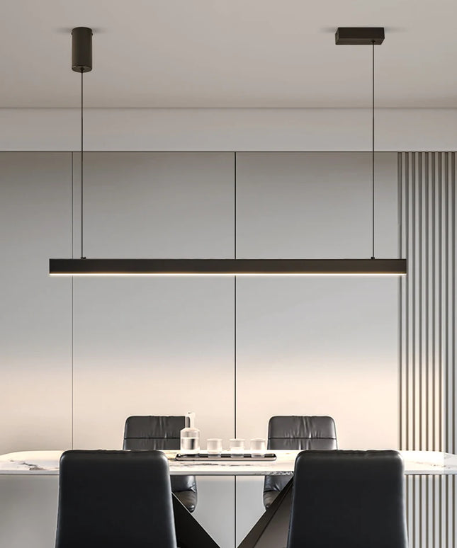 Modern LED linear chandelier for dining room office white bar pendant lights kitchen island lighting black minimalist lamp