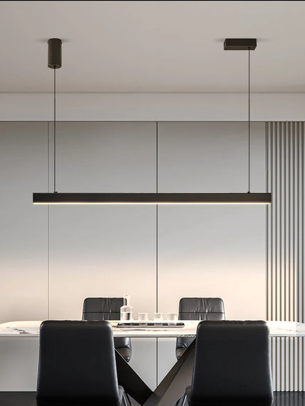 Modern LED linear chandelier for dining room office white bar pendant lights kitchen island lighting black minimalist lamp