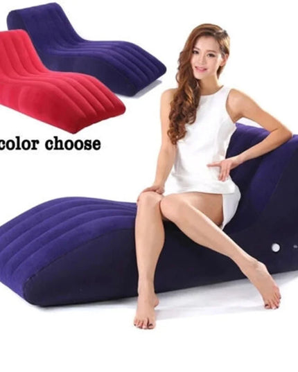 Portable S-shaped Love Position Labor-saving Sitting Inflatable Sofa Bed Yoga Chaise Lounge For Garden Bedroom Folding Furniture