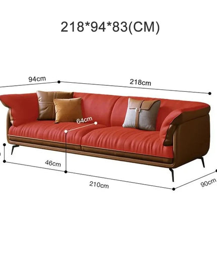 Modern Minimalist Living Room Leather Sofa  Apartment Furniture Set Combination Wtih Customzied Color