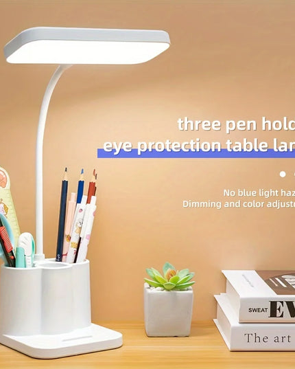 USB Rechargeable Table Lamp Learning Dormitory Bedroom Bedside LED Night Light Eye Protection 3 Levels Dimmable Touch Desk Lamp