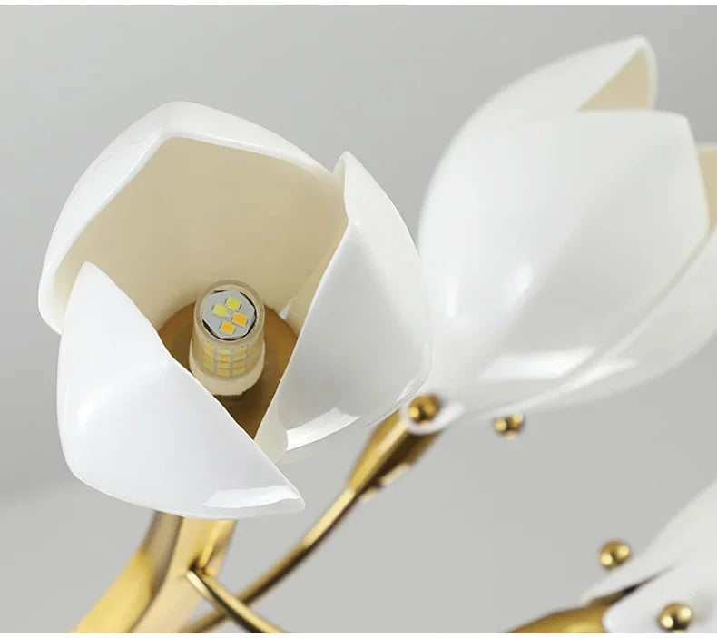 Modern Luxury French Creamy Wind Ceramic Chandelier Living Dining Room Bedroom Led Pendant Lamp Home Decor Hanging Light Fixture