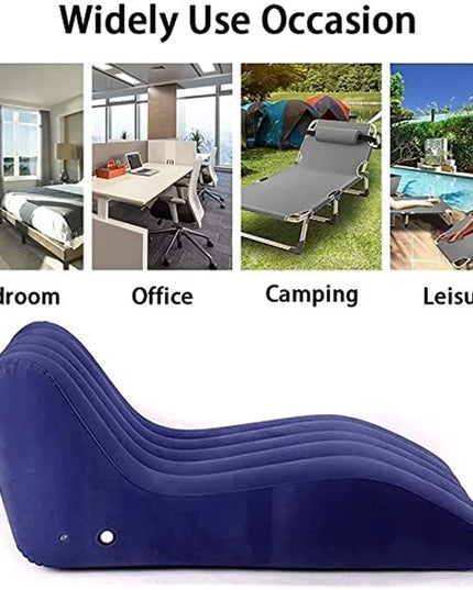 Portable S-shaped Love Position Labor-saving Sitting Inflatable Sofa Bed Yoga Chaise Lounge For Garden Bedroom Folding Furniture