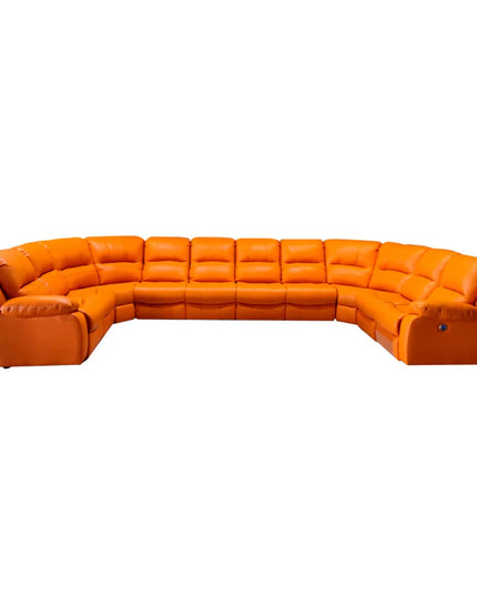 Luxury Oversized Sectional Recliner Sofa with Chaise Lounge – Home Electric Theater Seating, Genuine Leather – for Cinema Room