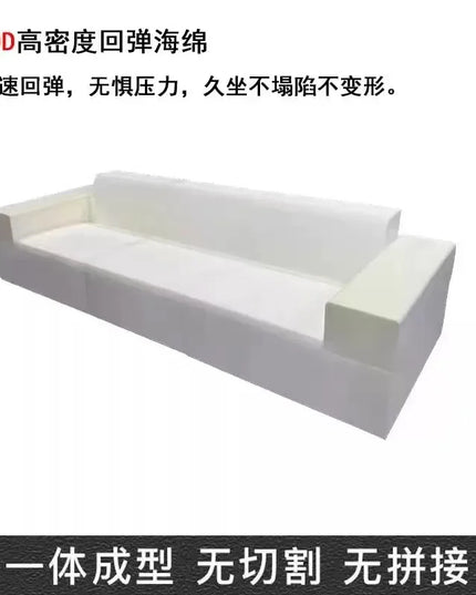 Compressed fabric sofa corduroy small unit straight row full sponge sofa without skeleton tofu block sofa