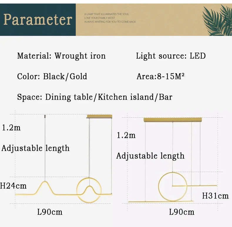 Modern LED Ceiling Chandelier Dining Table Indoor Lighting Chandeliers Kitchen Pendant Light Living Room Decoration Hanging Lamp