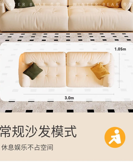 Cloud Retractable Sofa French Cream Wind Straight Row Multi-functional Reclining And Sleeping Leather Electric Sofa