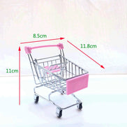 1:48 Mini Supermarket Shopping Trolley Cart Desktop Model Children's Toys Home Decoration Miniature