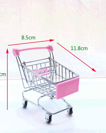 1:48 Mini Supermarket Shopping Trolley Cart Desktop Model Children's Toys Home Decoration Miniature