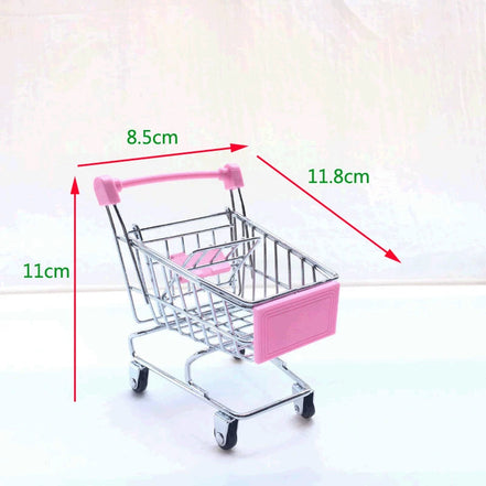 1:48 Mini Supermarket Shopping Trolley Cart Desktop Model Children's Toys Home Decoration Miniature