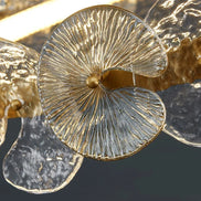 Modern LED Chandelier Lamp For Living Room Bedroom Dining Kitchen Ceiling Lights Ring Glass Flower Design Suspension Light