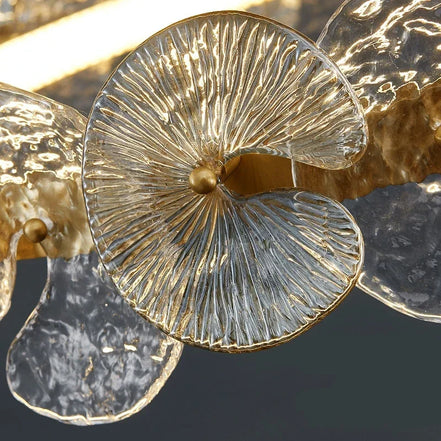 Modern LED Chandelier Lamp For Living Room Bedroom Dining Kitchen Ceiling Lights Ring Glass Flower Design Suspension Light