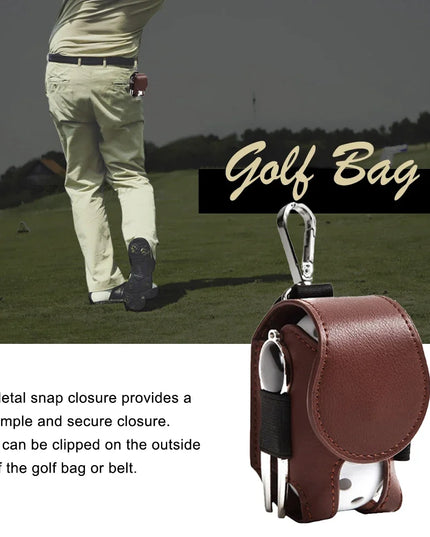 1PC Golf Ball Bags Mini Ball Storage Bags PU Leather Hang On Waist Golf Ball Bag Pouch With Metal Buckle Golf Belt Ball Bags