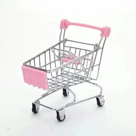 Small Mini Shopping Cart Model - Desktop Office Decorations, Ornaments, Storage Toys, Children's Simulated Supermarket Cart