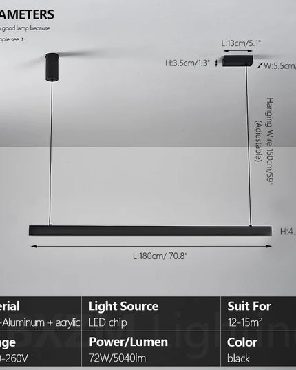 Modern LED linear chandelier for dining room office white bar pendant lights kitchen island lighting black minimalist lamp