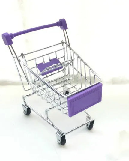 1:48 Mini Supermarket Shopping Trolley Cart Desktop Model Children's Toys Home Decoration Miniature