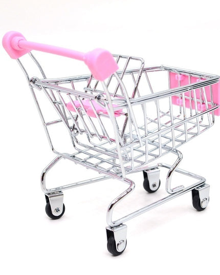 1:48 Mini Supermarket Shopping Trolley Cart Desktop Model Children's Toys Home Decoration Miniature