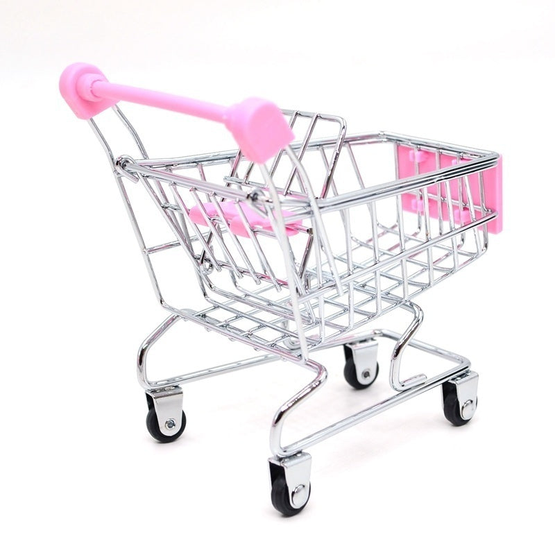 1:48 Mini Supermarket Shopping Trolley Cart Desktop Model Children's Toys Home Decoration Miniature