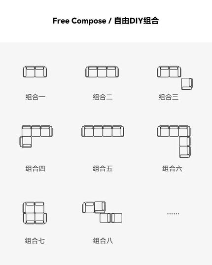 Compressed fabric sofa corduroy small unit straight row full sponge sofa without skeleton tofu block sofa