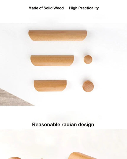 Natural Wood Furniture Handles Kitchen Door Knobs Cabinets Pulls Beech Wooden Handles for Cabinet and Drawers Furniture Hardware