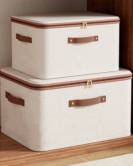 Foldable Clothes Storage Box, Closet Organizer Container with Handle and Zipper,Suitable for Wardrobe, Closet,Blanket (Washable)