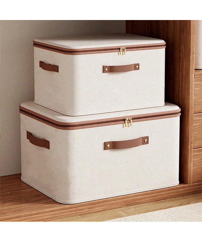 Foldable Clothes Storage Box, Closet Organizer Container with Handle and Zipper,Suitable for Wardrobe, Closet,Blanket (Washable)