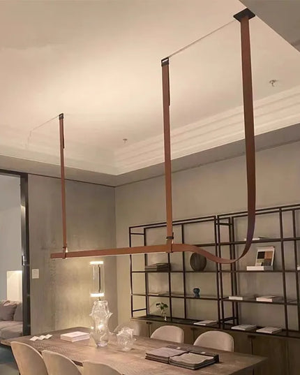 Modern LED Leather Chandelier Minimalist long chandelier For Living Room Kitchen Island Decor Dining Table Hanging Lamp fixtures