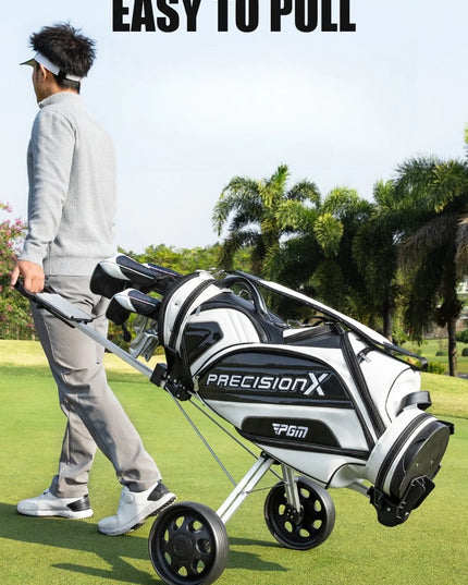 PGM Golf Trolley 2 Wheels Foldable Hand Push Pull Bag Hand-cart Golf Course QC002