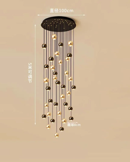 Modern LED Crystal Chandelier Art Decor Ball Long Hanging Lamps for Staircase Minimalist Round Gold Creative Lighting Fixtures