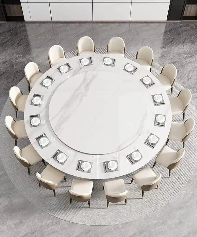 20 person round marble top dining table villa hotel restaurant tables electric round table with turntable