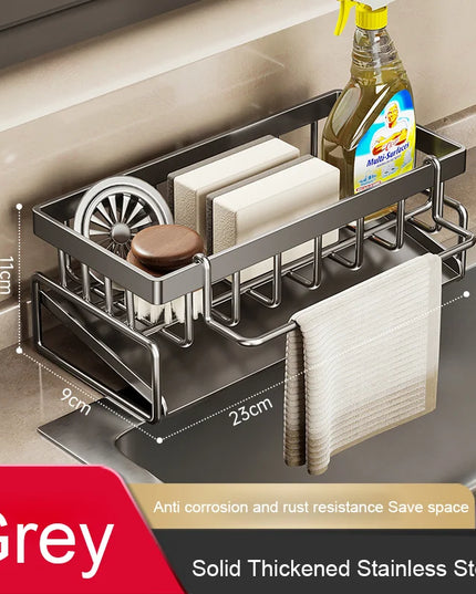 Sink Cleaning Tools Storage Rack Kitchen Drain Organizer Sponge Cleanser Rag Hanger - Space-Saving Home Essential