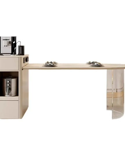 Kitchen Island with Extendable Dining Table Integrated Rolling Kitchen Storage Household with Slate Rack Cabinet for Kitchen