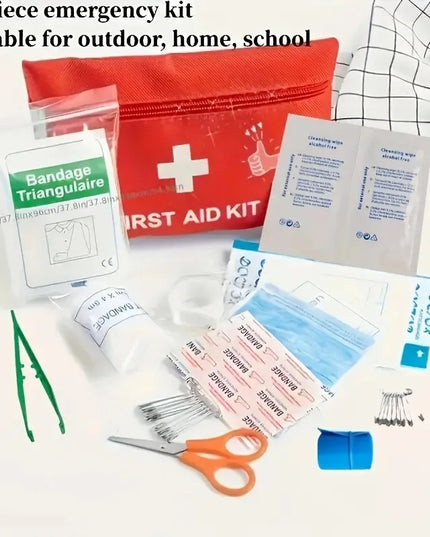 First Aid Kit - 188 pcs - for car, home, travel, camping, office or sport, fully stocked with emergency and survival essentials