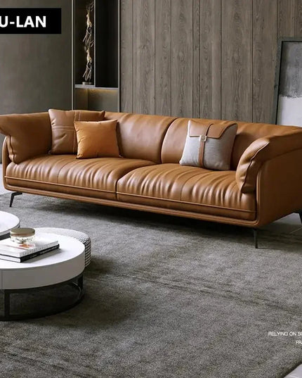 Modern Minimalist Living Room Leather Sofa  Apartment Furniture Set Combination Wtih Customzied Color