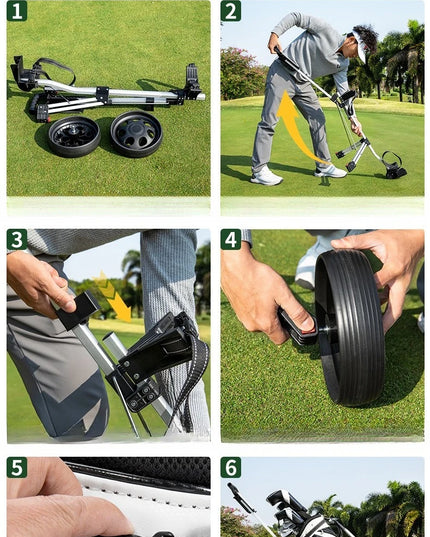 PGM Golf Trolley 2 Wheels Foldable Hand Push Pull Bag Hand-cart Golf Course QC002