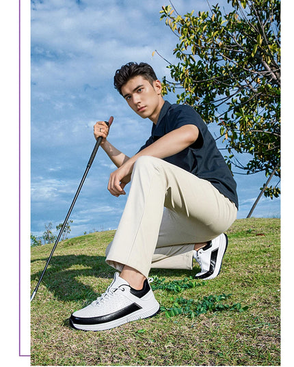 Men's Lightweight Golf Shoes-Breathable Sports Casual Shoes, Lace-Up Design, Non-Slip Rubber Sole-Universal in All Seasons