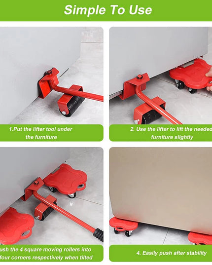 Professional Furniture Mover Tool Set Heavy Stuffs Transport Lifter Wheeled Mover Roller with Wheel Bar Moving Hand Device