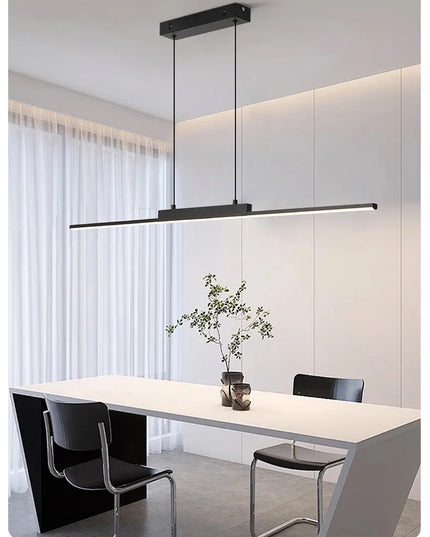 Modern LED Chandelier Featuring Minimalist Linear Panel Design 80/100cm Textured Pendant Light For Dining Rooms Bedrooms  Studie
