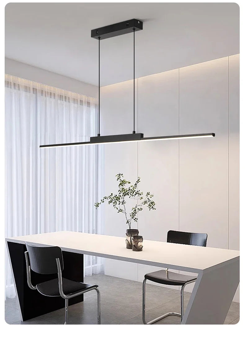 Modern LED Chandelier Featuring Minimalist Linear Panel Design 80/100cm Textured Pendant Light For Dining Rooms Bedrooms  Studie