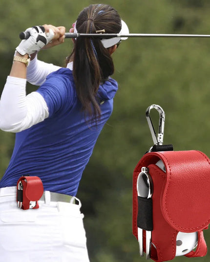 1PC Golf Ball Bags Mini Ball Storage Bags PU Leather Hang On Waist Golf Ball Bag Pouch With Metal Buckle Golf Belt Ball Bags