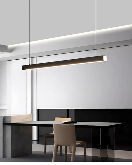 Modern LED linear chandelier for dining room office white bar pendant lights kitchen island lighting black minimalist lamp