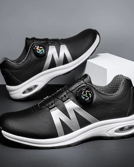 Golf Shoes Air Cushion Men Sports Running Driving Shoes Breathable Lightweight Comfortable Athletic Nonskid Rotating Sneakers