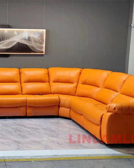 Luxury Oversized Sectional Recliner Sofa with Chaise Lounge – Home Electric Theater Seating, Genuine Leather – for Cinema Room