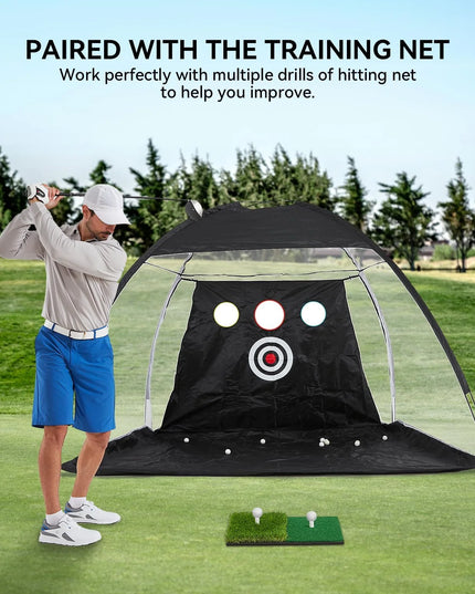 Golf Hitting Mat Artificial Turf Golf Practice Mat with Tee Hole Portable for Training Swing & Chipping in Backyard, Garage, Bas