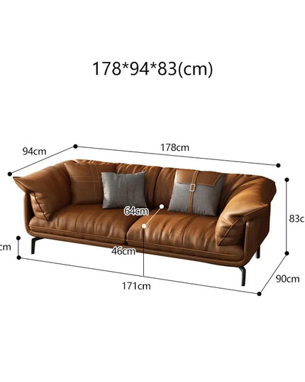 Modern Minimalist Living Room Leather Sofa  Apartment Furniture Set Combination Wtih Customzied Color